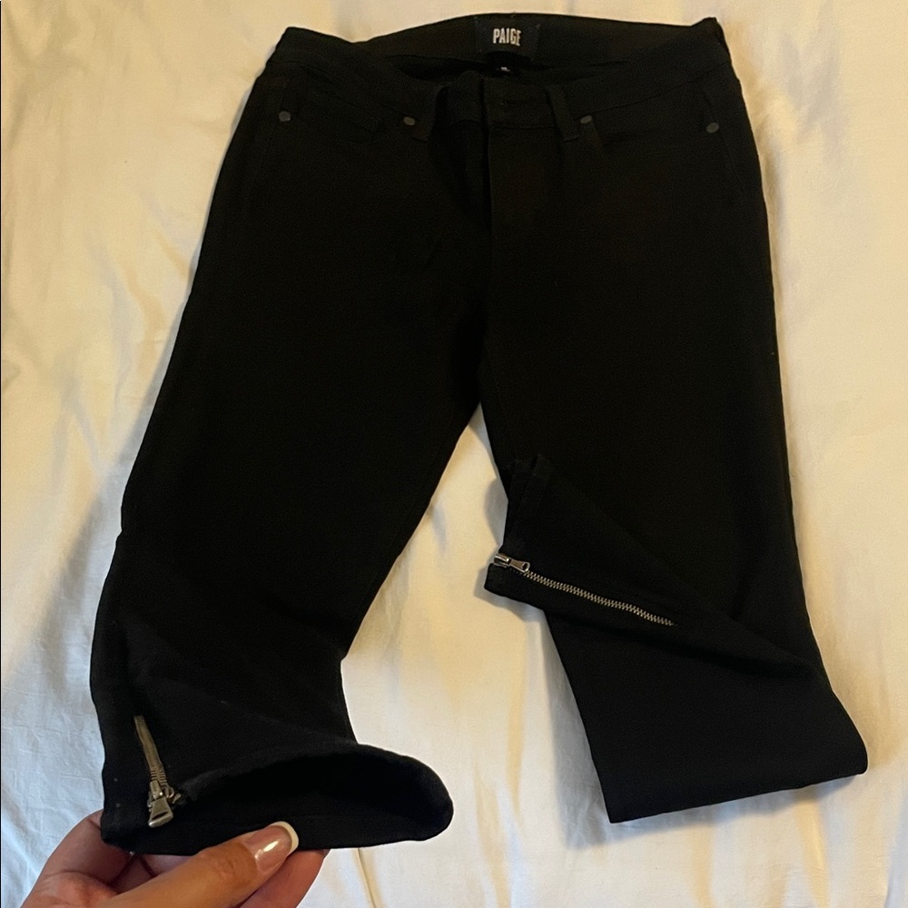 PAIGE Women's Ankle Cropped Black Jeans - Picture 2 of 3